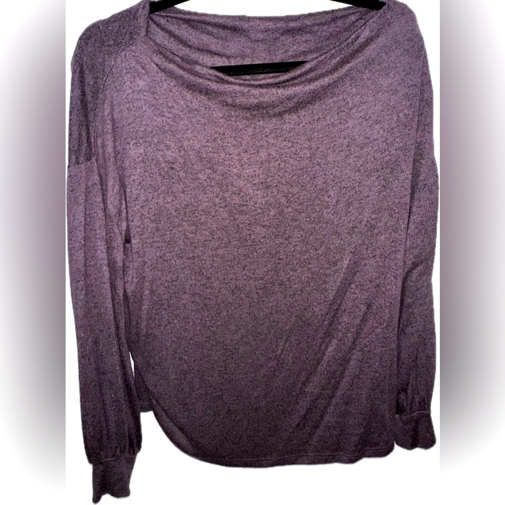 Promesa Purple Cowl Neck Off Shoulder Sweater